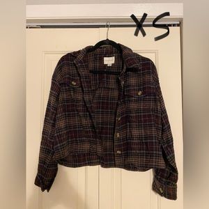 Cropped Flannel - Burgundy/multi-coloured